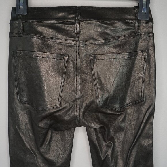 New Frame Le Skinny de Jeanne Mid-Rise Leather Pants in Washed Black size 23 - Picture 11 of 16